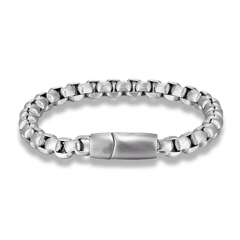 Vintage Oxidized Cool Curb Chain Bracelets for Men Stainless Steel Punk