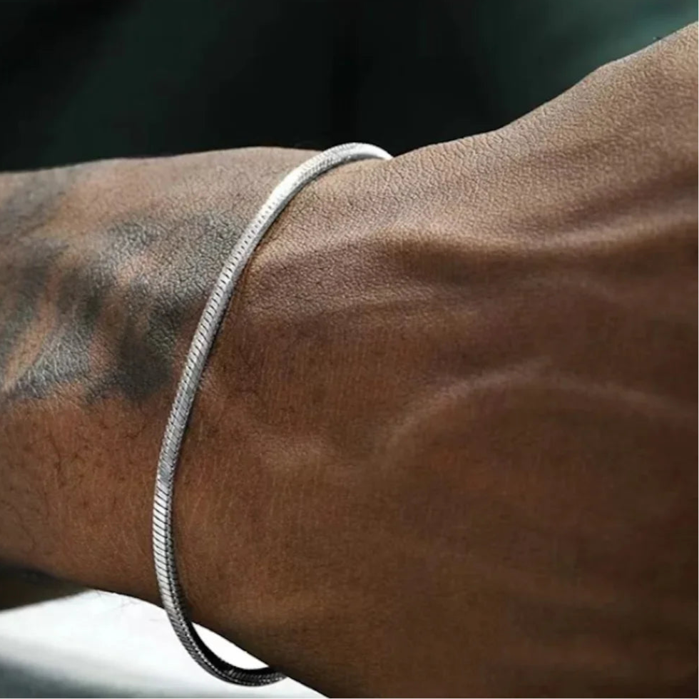 925 Sterling Silver 3MM Snake Chain Bracelet Men Hip Hop Bracelet