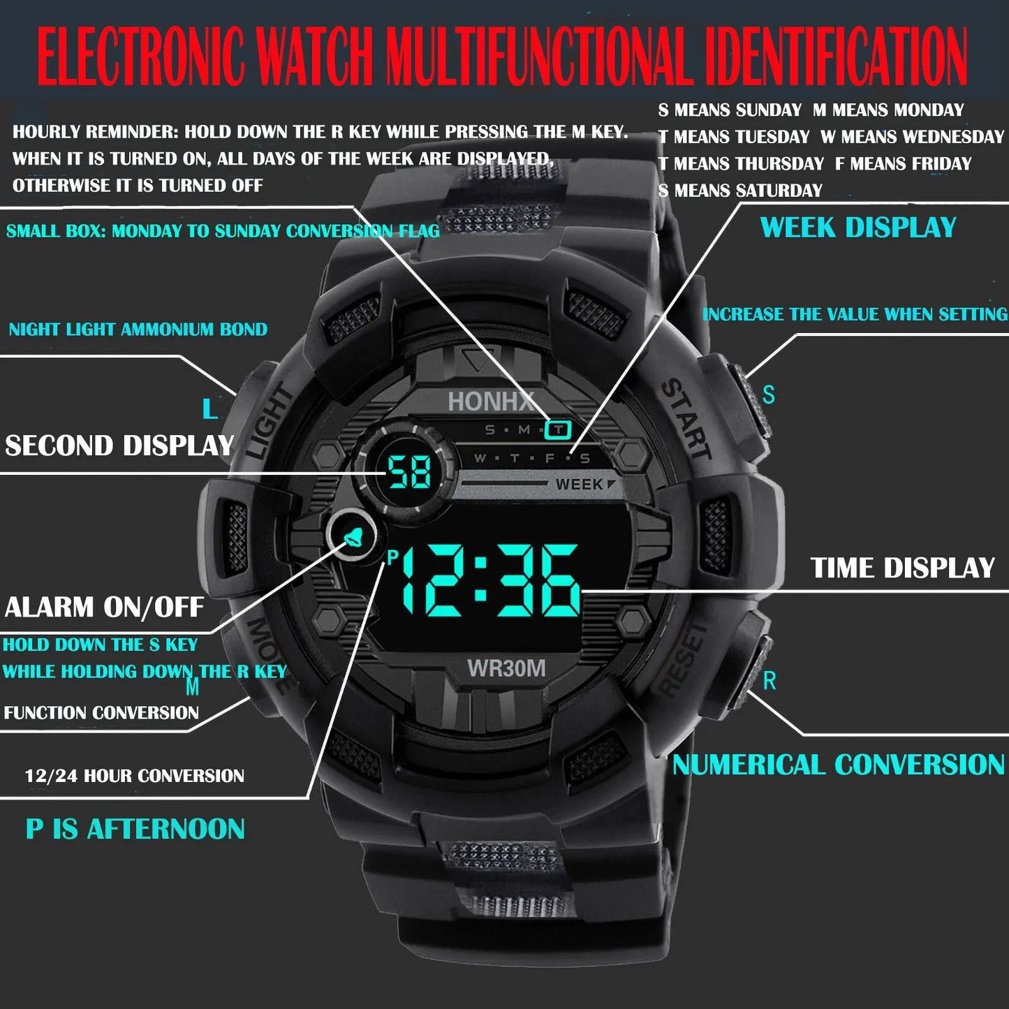 Kids Sport LED Digital Watch for Children Silicone Strap Wristwatch
