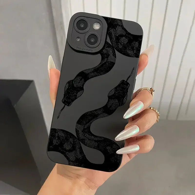 Snake Graphic Phone Case For iPhone 16 15 14 13 Pro Max Shockproof Matte