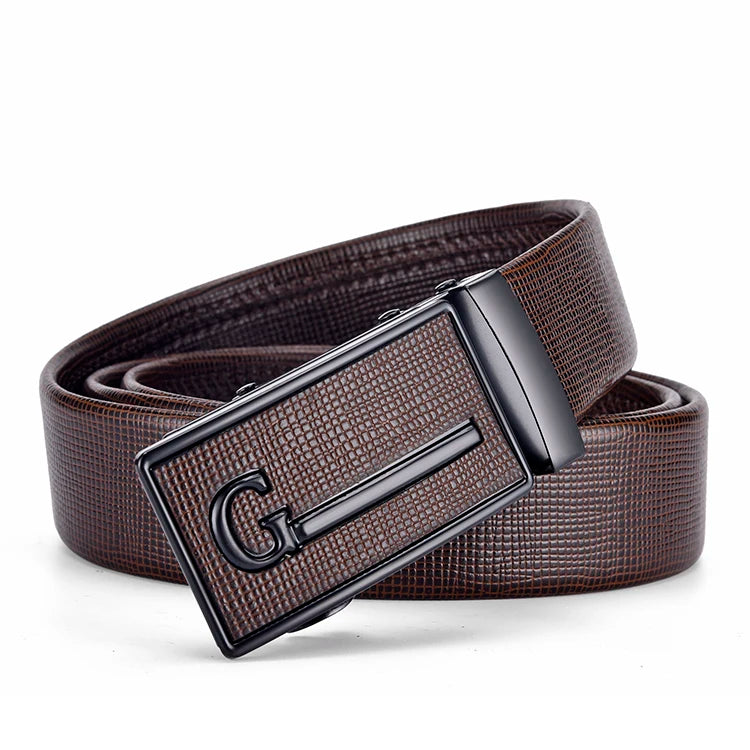 Mens Leather Belt Metal Automatic Buckle Work Business Black PU Strap