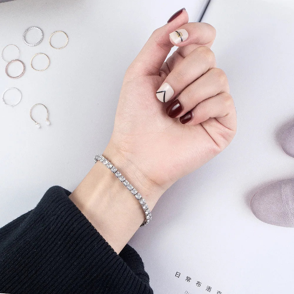 925 Sterling Silver Bracelet Zircon Chain Bracelet For Womens