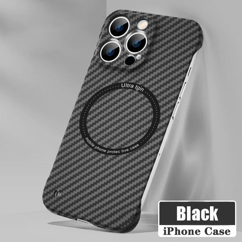 Ultra Thin Carbon Fiber Magnetic Phone Case for iPhone 16 15 14 13 12 11 Magsafe