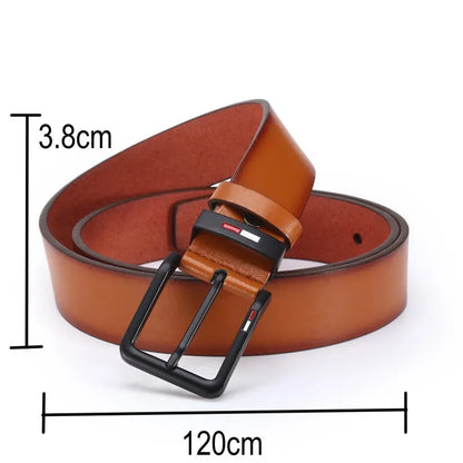 Mens PU Leather Alloy Pin Square Buckle Belt