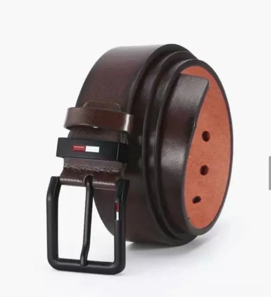 Mens PU Leather Alloy Pin Square Buckle Belt