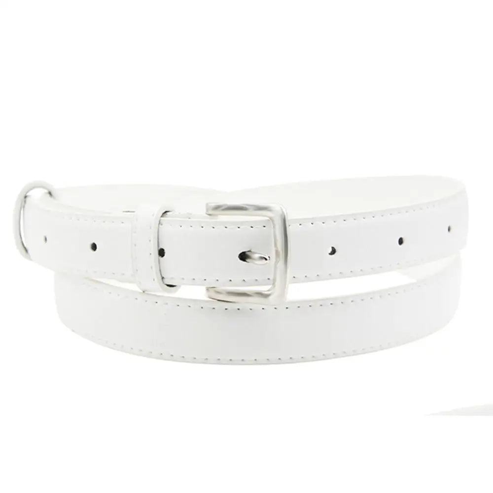 Slim Leather Belt with Pin Buckle Versatile Accessory for Women of All Ages