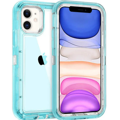Clear Transparent Shockproof Armor Glossy Plain Case For iPhone 12 13 14 15 16