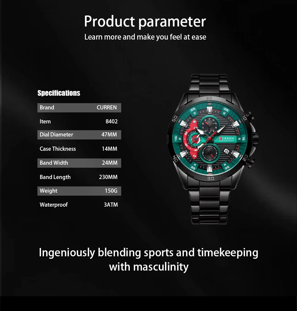 Mens Creative Fashion Luminous Dial with Chronograph Quartz Casual Watch