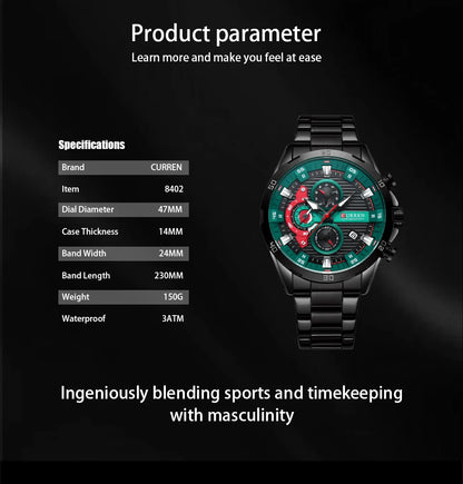 Mens Creative Fashion Luminous Dial with Chronograph Quartz Casual Watch