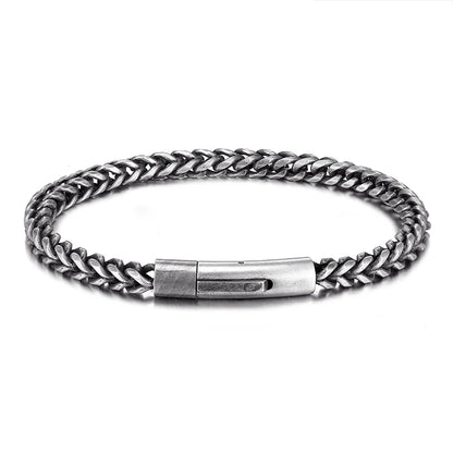 Vintage Oxidized Cool Curb Chain Bracelets for Men Stainless Steel Punk