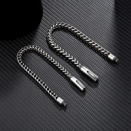 Vintage Oxidized Cool Curb Chain Bracelets for Men Stainless Steel Punk