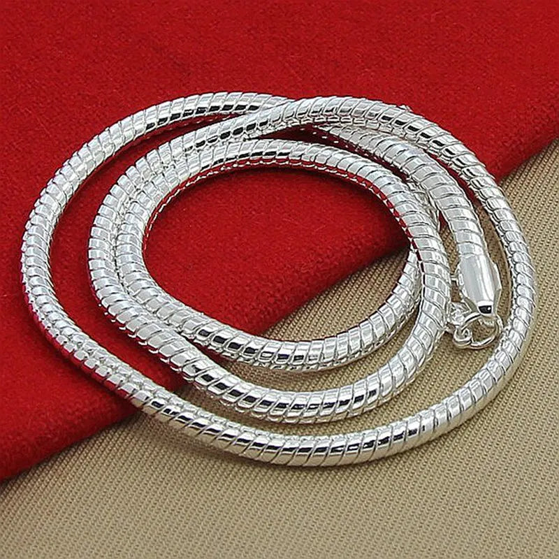 925 Sterling Silver Snake Chain Bracelet Necklace Sets For Women Man