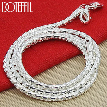 925 Sterling Silver 5mm Snake Chain Necklace for Woman Man