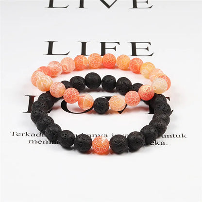 Couples Distance Natural Lava Stone Tiger Eye Beaded Yoga Bracelets