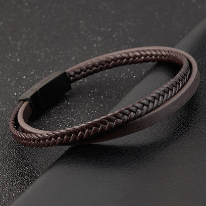 Special Luxury Style Leather Combination Splicing Mens Leather Bracelet