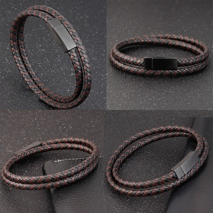 Special Luxury Style Leather Combination Splicing Mens Leather Bracelet