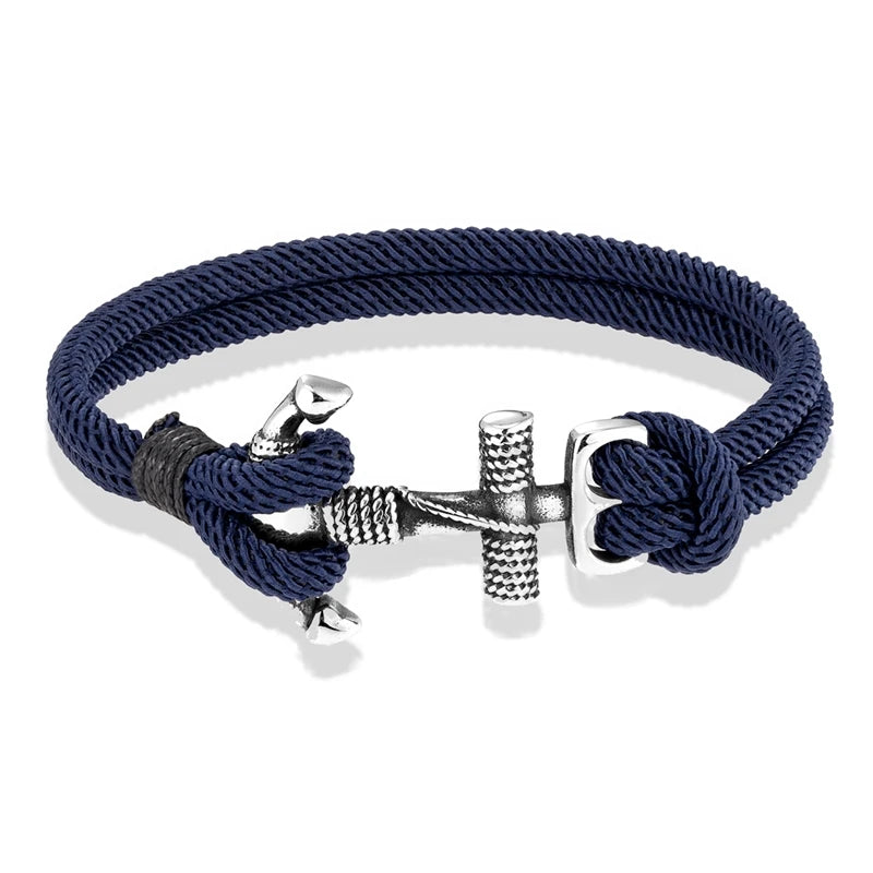 Mens Anchor Bracelets Double Strand Nautical Survival Rope Bracelet