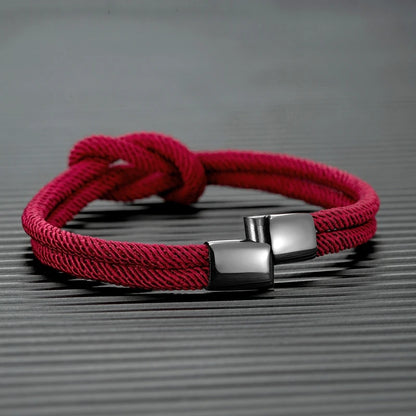 Unisex Double Layer Knotted Rope Bracelet