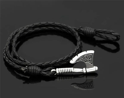 Mens Viking Celtic Wolf Raven Axe Bracelet Odin Symbol