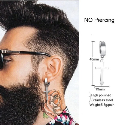 Irregular Triangle Long Chain Cuff Earrings for Men