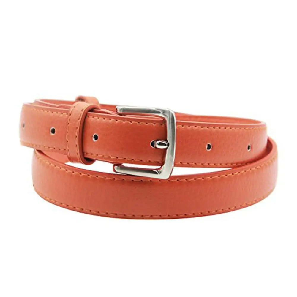 Slim Leather Belt with Pin Buckle Versatile Accessory for Women of All Ages