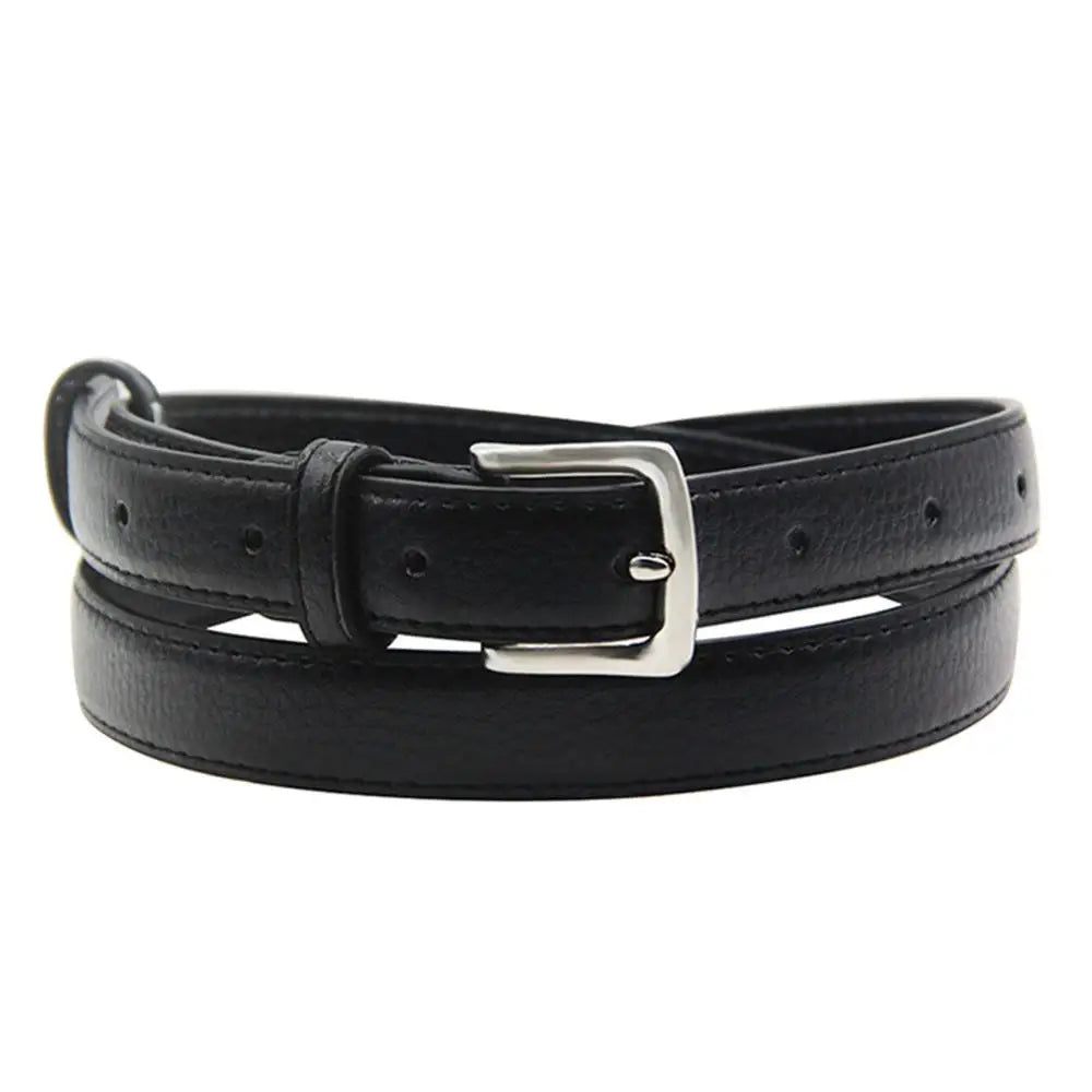 Slim Leather Belt with Pin Buckle Versatile Accessory for Women of All Ages