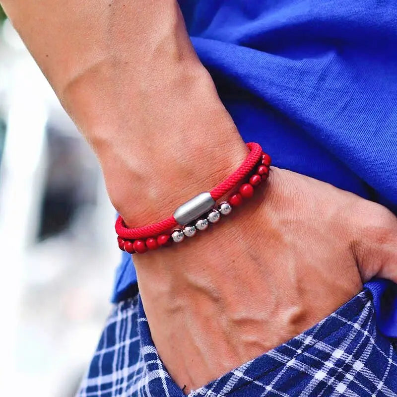 Mens Bracelet Lucky Red Thread Magnet Bracelets