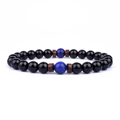 Volcanic Stone Bracelet for Mens Lava Wooden 8mm Beads Bracelet