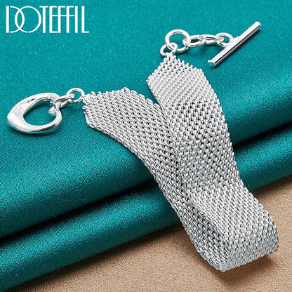 925 Sterling Silver Watchband Network Heart Bracelet Chain For Woman Man