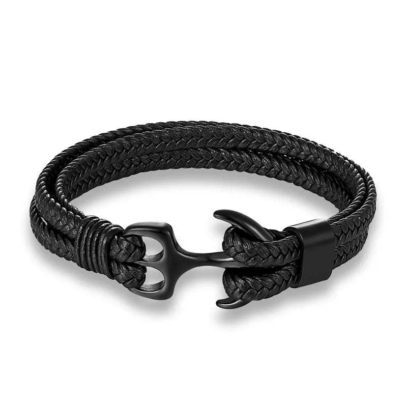 Unisex Anchor Bracelet Woven Multilayer Leather Bracelets