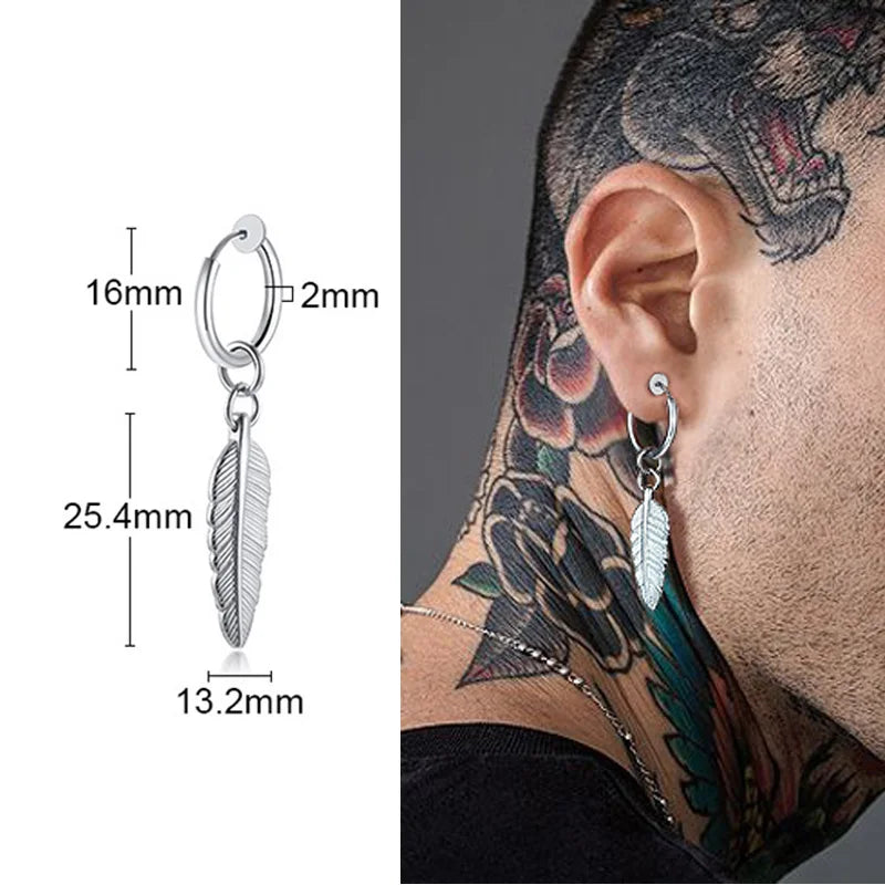 Irregular Triangle Long Chain Cuff Earrings for Men