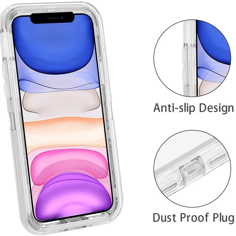 Clear Transparent Shockproof Armor Glossy Plain Case For iPhone 12 13 14 15 16