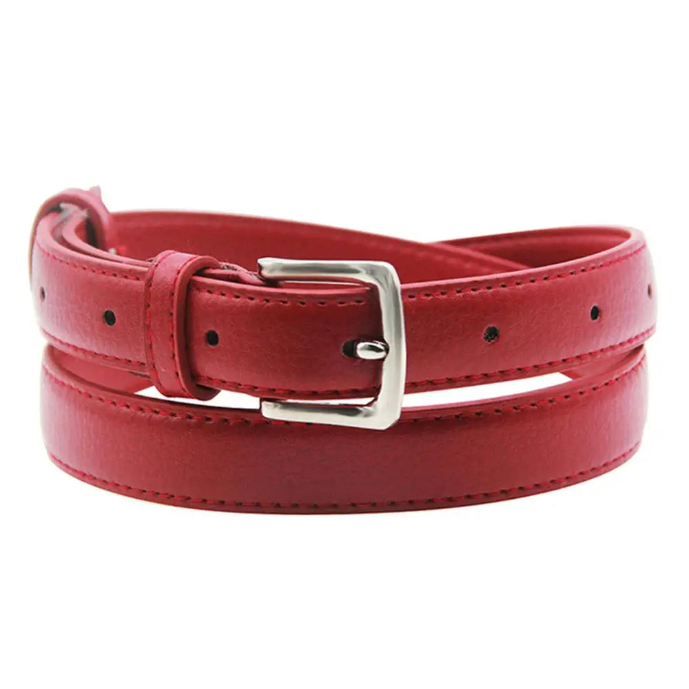 Slim Leather Belt with Pin Buckle Versatile Accessory for Women of All Ages