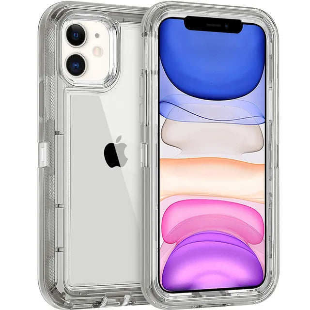 Clear Transparent Shockproof Armor Glossy Plain Case For iPhone 12 13 14 15 16