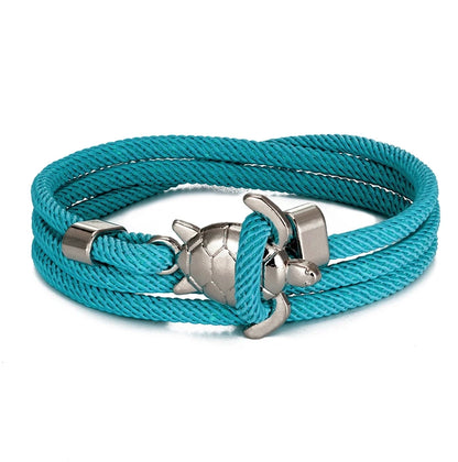 Hand Braided Sea Turtle Viking Bracelet Charms Rope For Men Women