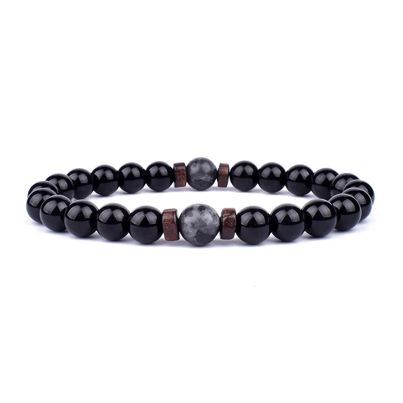 Volcanic Stone Bracelet for Mens Lava Wooden 8mm Beads Bracelet