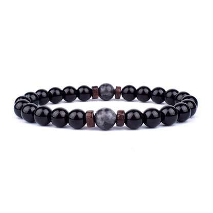 Volcanic Stone Bracelet for Mens Lava Wooden 8mm Beads Bracelet