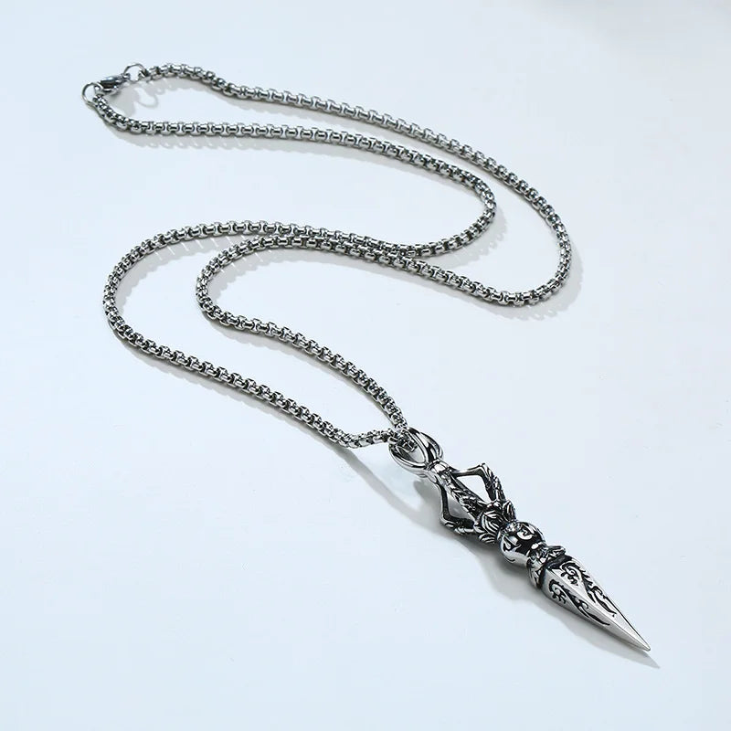 Gandhanra Stainless Steel Tibetan Buddhist Protection Pendant Necklace for Mens