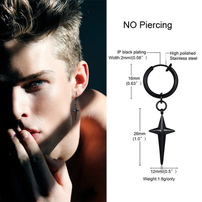 Irregular Triangle Long Chain Cuff Earrings for Men