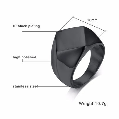 Signet Ring for Men Stainless Steel Quadrangle Flat Top Square