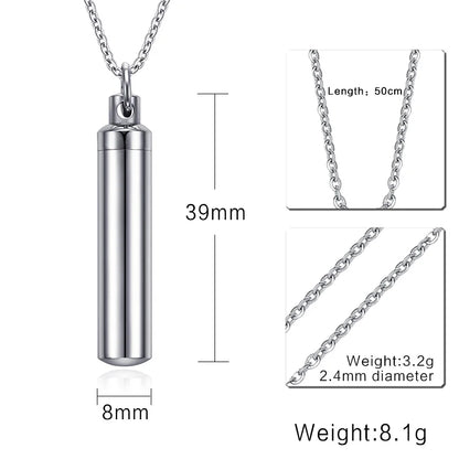 Unisex Capsule Pendant Necklace in Open Cylindrical Pendants Stainless Steel