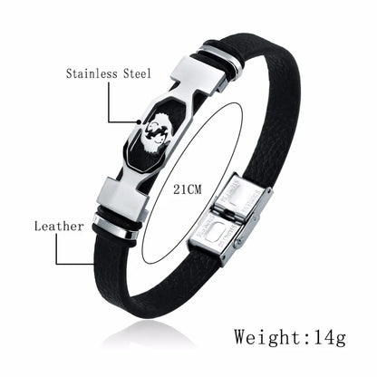 12 Constellation Men Women Zodiac Sign Leather Wrap Bracelet