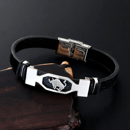 12 Constellation Men Women Zodiac Sign Leather Wrap Bracelet