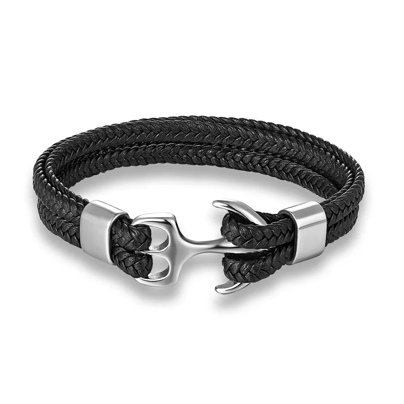 Fashion Leather Bracelet for Men Braid Multilayer Rope Chain