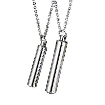 Unisex Capsule Pendant Necklace in Open Cylindrical Pendants Stainless Steel
