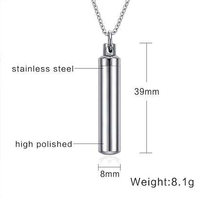 Unisex Capsule Pendant Necklace in Open Cylindrical Pendants Stainless Steel