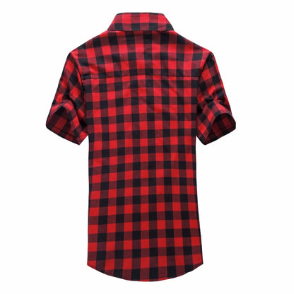 Men Shirts Summer Fashion Mens Checkered Short Sleeve Shirt