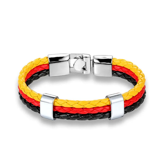 High Quality Country Flag Leather Bracelet for Men Women