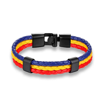High Quality Country Flag Leather Bracelet for Men Women