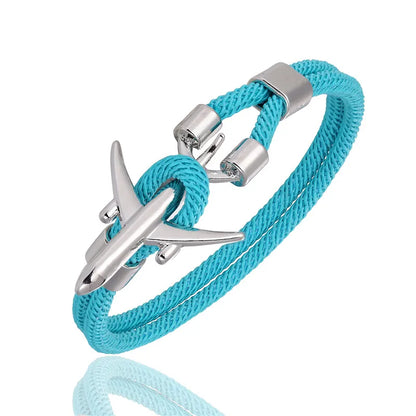 Unisex Airplane Anchor Bracelets Charm Rope Bracelet